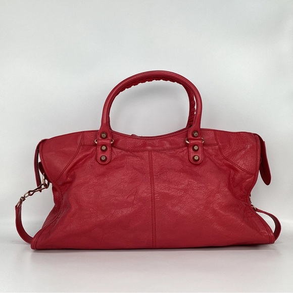 AUTH BALENCIAGA LE CITY MOTORCYCLE BAG RED TAHITIAN ROSE 🌹 AUTHENTICATED✅ - Picture 3 of 16